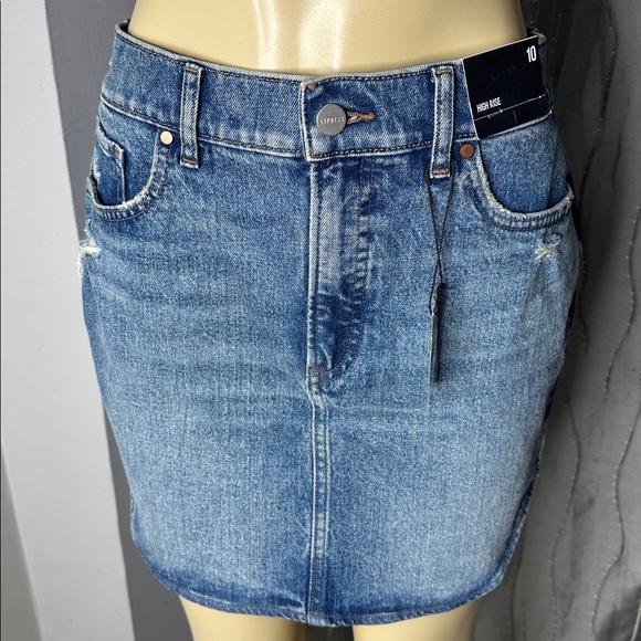 Express Women’s denim mini  skirt Sz 10 High Rise - Picture 2 of 11